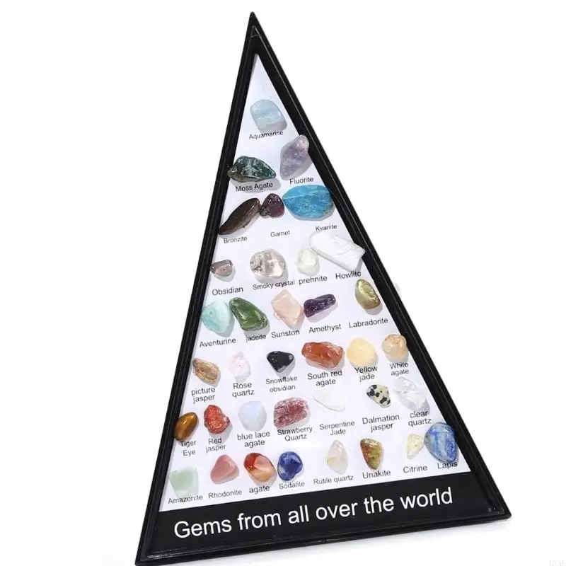  Miniature Natural Crystal Agate Gemstones 36 Types Compact Display Case Included Suitable for Educational Purposes