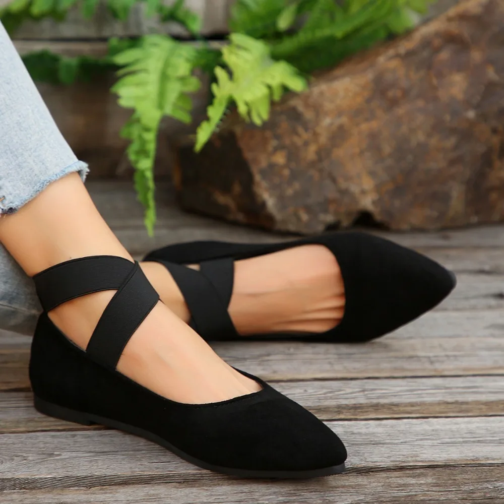 Damenschuhe, Ballerinas, Damen-Sandalen, Riemen, Knöchel, elastischer Gürtel, niedliche Ballerina-Damen, elegante flache Schuhe für Damen – Detail 16