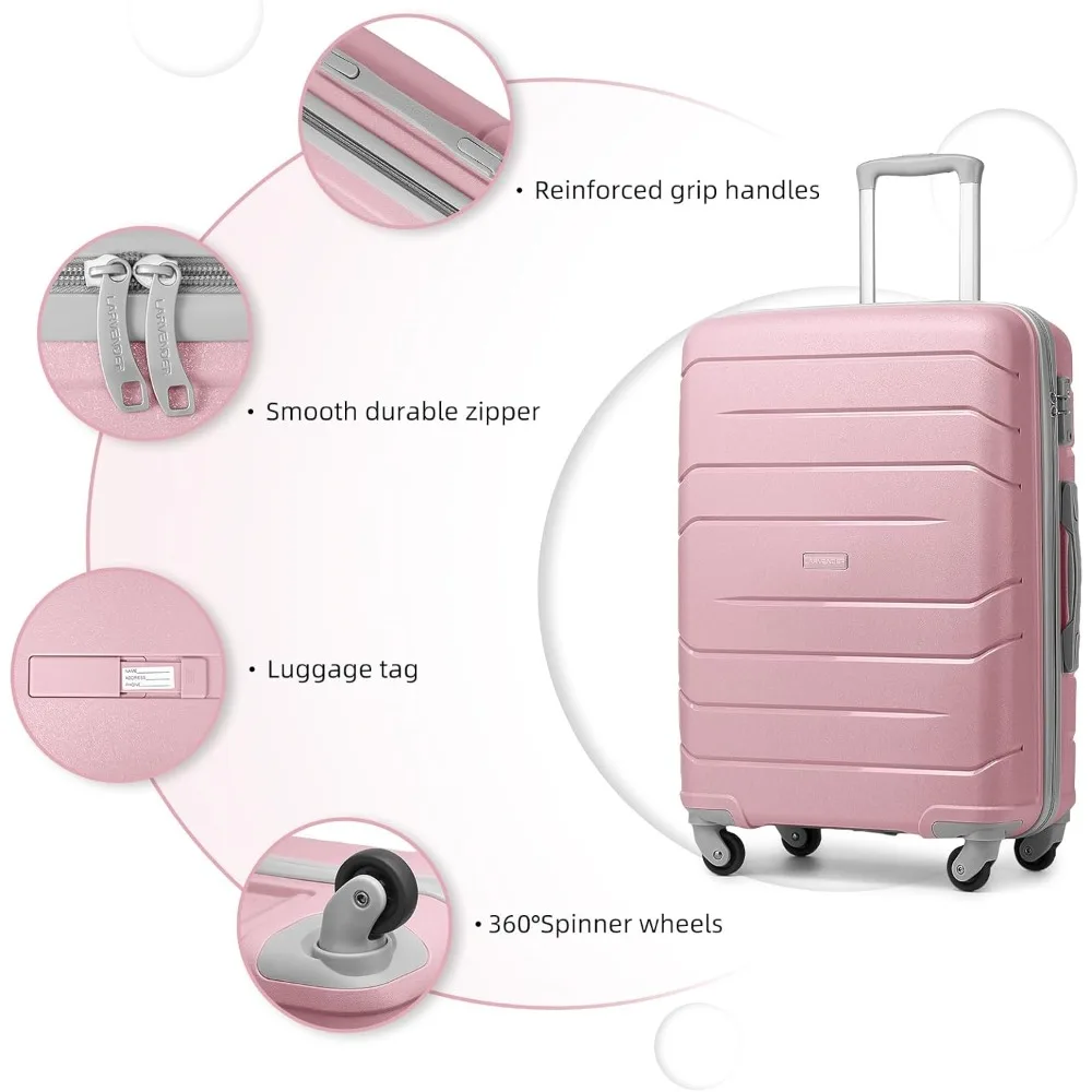 Women's 3-Piece Hard Shell Spinner Luggage Set - 20 Inch Airline Approved Carry-On Suitcase with 22x14x9 Dimensions