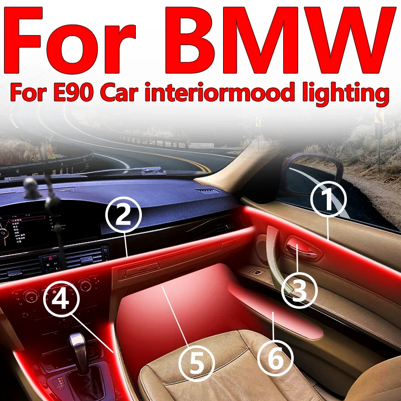 

fit for BMW E90 Innovative LED Car Cabin Atmosphere Strip 64s for Dynamic Lighting APP Adjustable Multiple Effects Discreet Acry