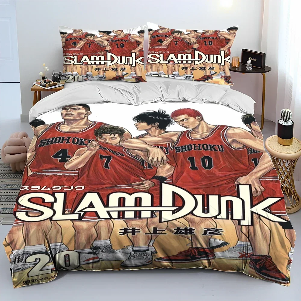 3D Print Anime Slam Dunk Bedding Set Duvet Cover Bed Set Quilt Cover Pillowcase Comforter king Queen Size Boys Adult Bedding Set