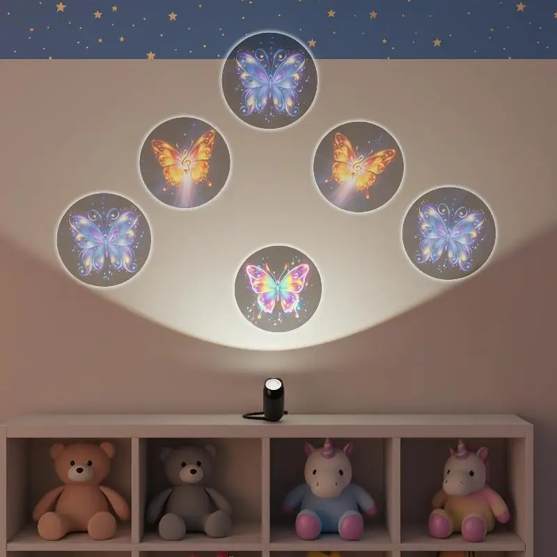 

Butterfly Pattern USB LED Projection Lamp for Room Ceiling Decor Creative Dreamy Effect Night Light Bedroom Ambience