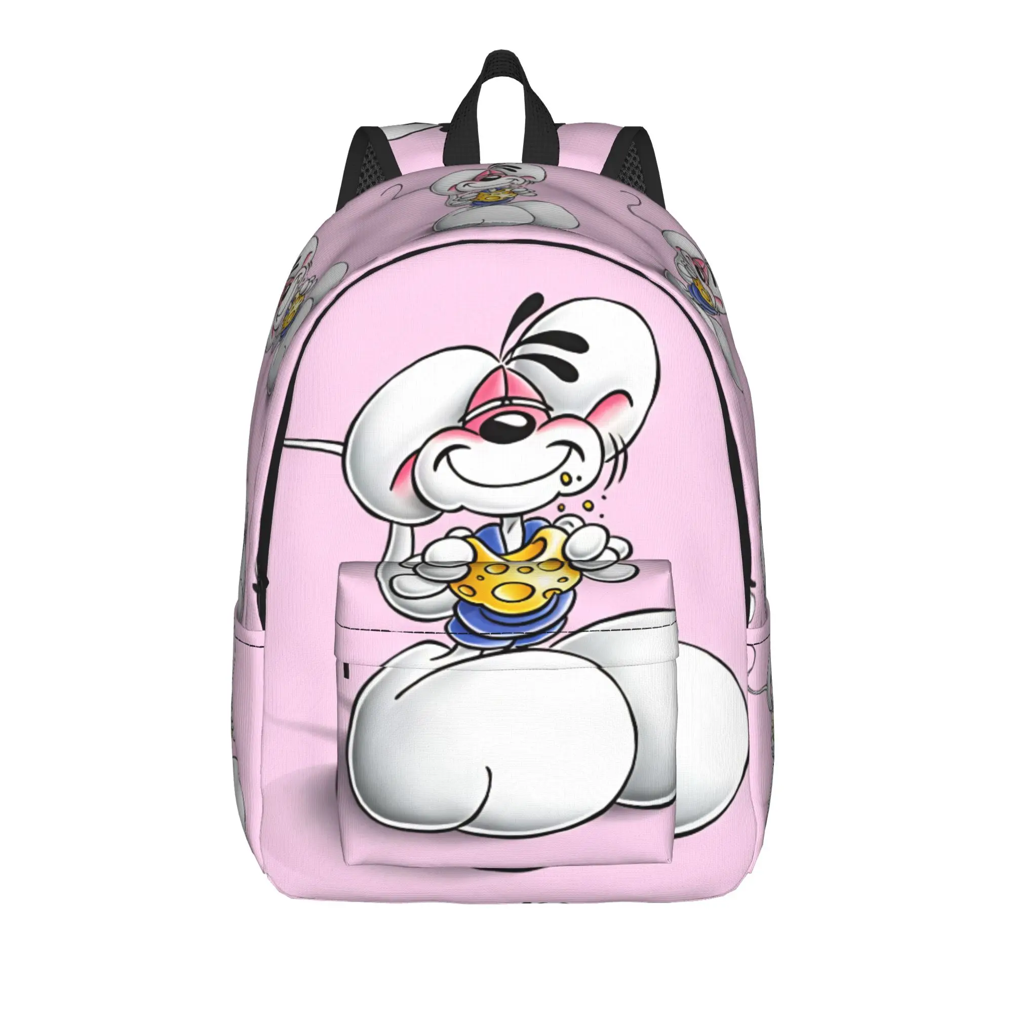 Image of Cartoon D-Diddl Rattenrucksack Rosa Figur  Schüler-Polyester-Reiserucksäcke Atmungsaktive Ästhetische Schultaschen Rucksack