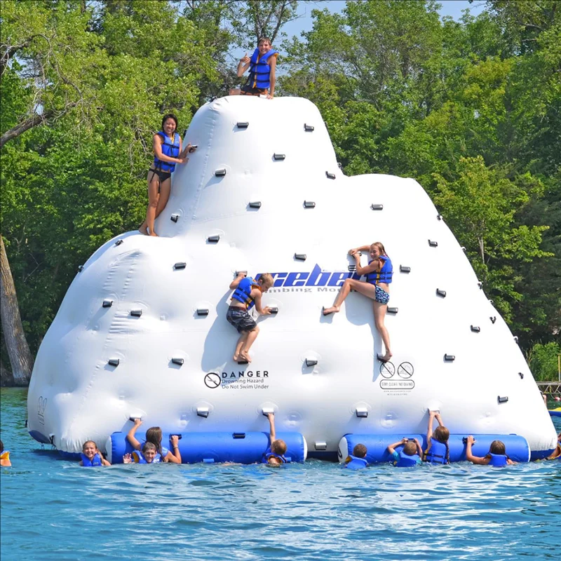 Floating Big Inflatable Iceberg For Water Climbing Game Water Park Amusement Equipment