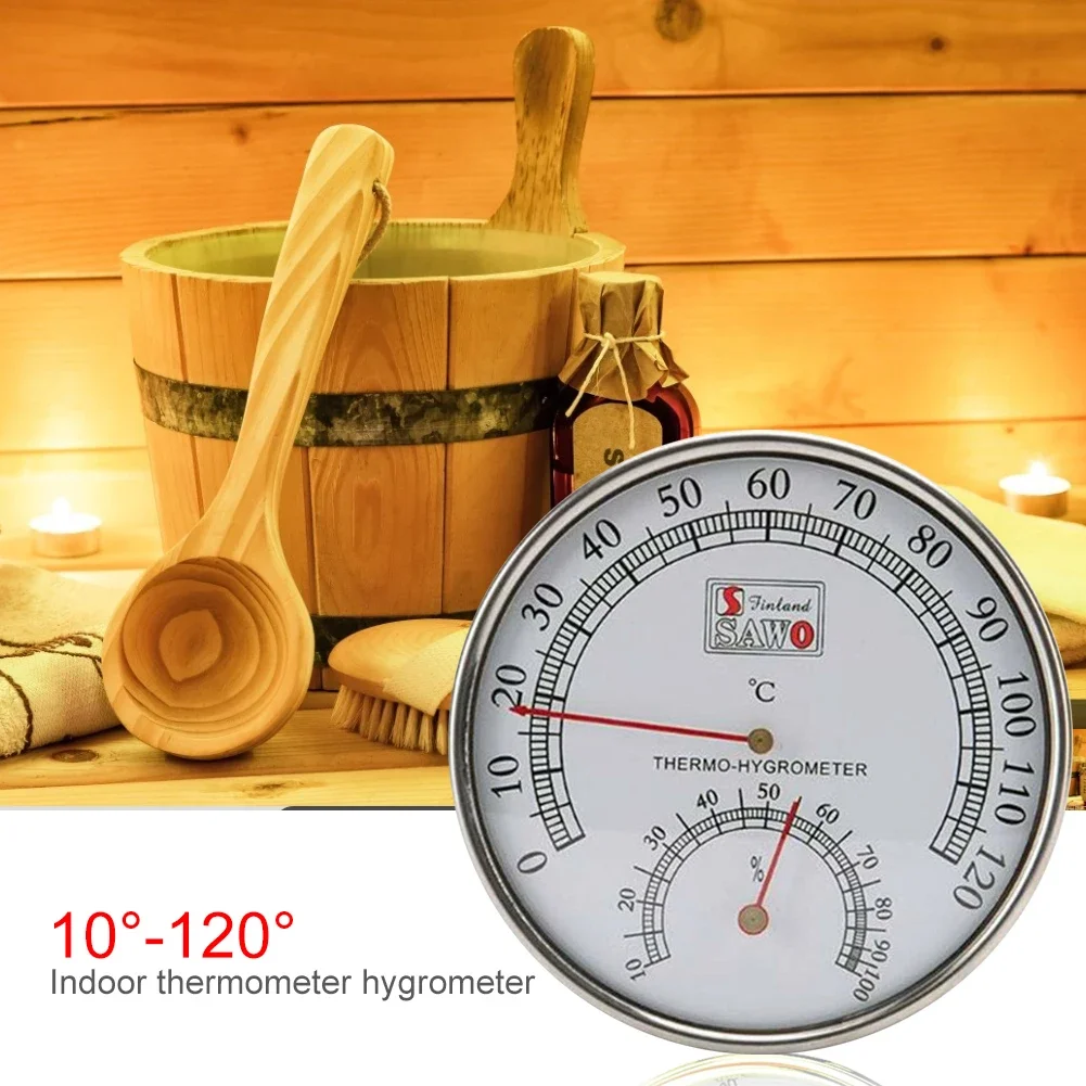 Stainless Steel Thermometer Hygrometer for Sauna Room Temperature Humidity Meter