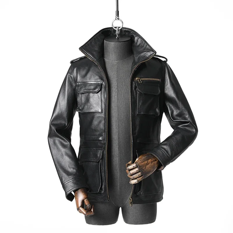 Shop Best.2025 brand new father clothes.outdoor hunting leather jacket.classic M65 cowhide coat.quality plus size