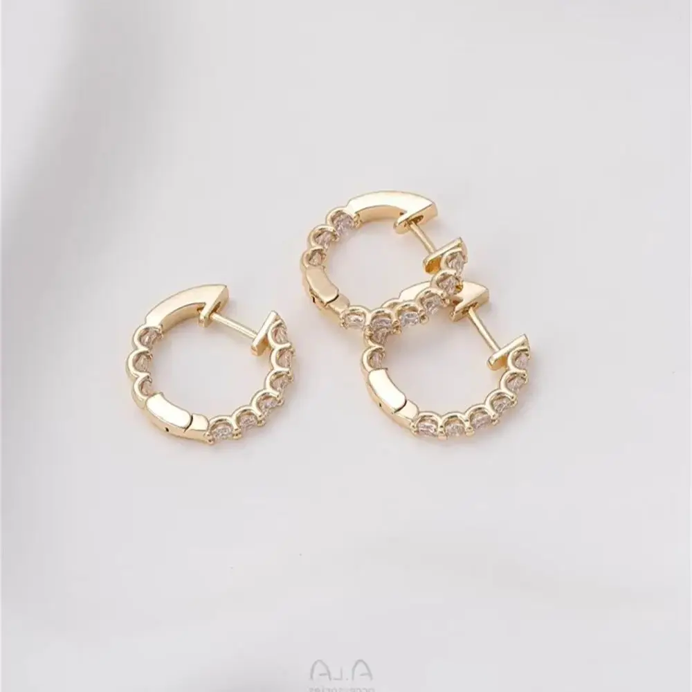 

14K Gold Inlaid Zircon Earrings, Korean Temperament, Simple and Fashionable Women, Exquisite Earrings E338