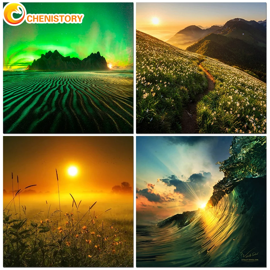 

CHENISTORY Acrylic Paint By Numbers Summer Landscape For Adults DIY Kits Canvas Oil Painting Picture Drawing Coloring By Numbers