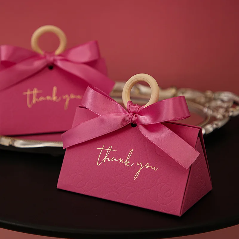 10/30/50 Pcs Wedding Candy Box Red Triangle Candy Gift Packaging Box DIY Creative Candy Box Birthday Favors Decor Party Supplies view 3