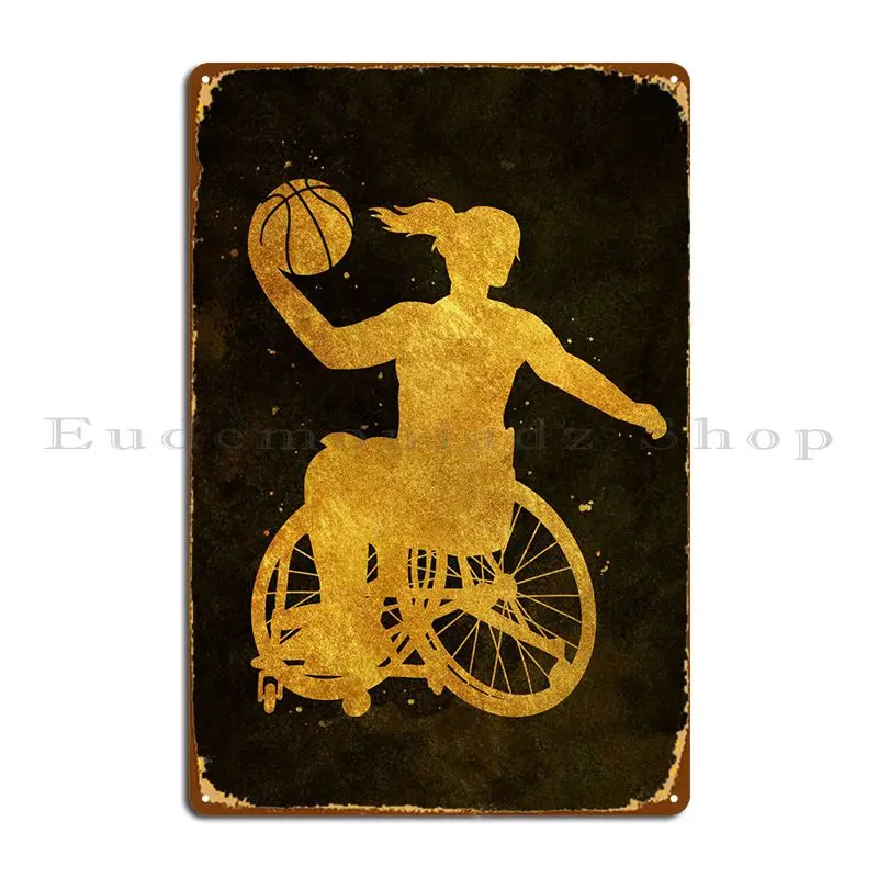 

Wheelchair Basketball Girl Metal Signs Rusty Customize Wall Decor Custom Living Room Tin Sign Poster