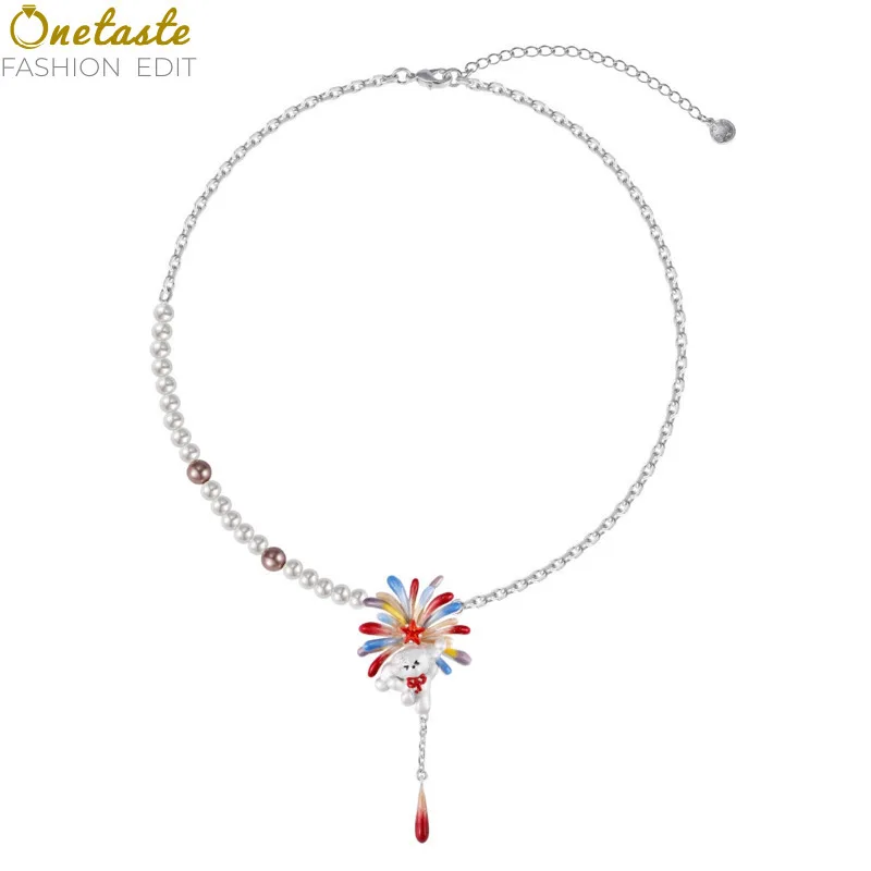 

Mixed Pearl Alloy Chain Colored Resin Star Dog Pendant Necklace For Women Girl Fashion Delicate Unique Necklaces Party Gift