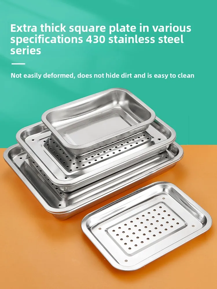 

Stainl Steel Rectangular Tea Tray Di Oil Control Drain Plate Home Use Dumpling Filtering Water Drain Tray Deep Steng ...