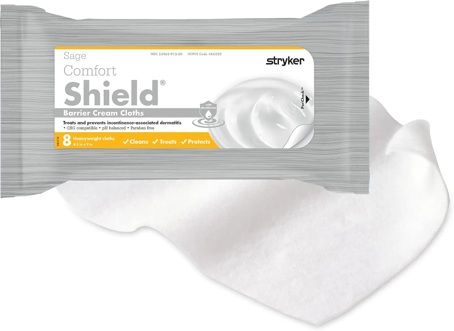 Comfort Shield Barrier Cream Cloths for Incontinence Skin Care - 48 Packages - 8 Cloths/pk - Clean, Treat and Protect Skin