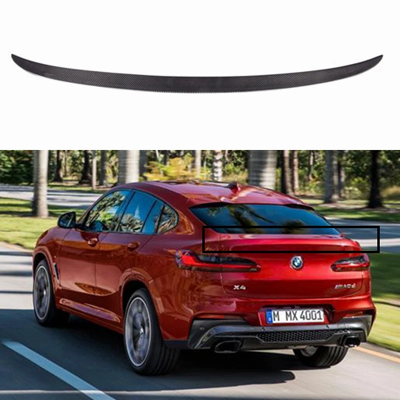 

For BMW X4 G02 M Style Carbon fiber Rear Spoiler Trunk wing 2018-2023 FRP Glossy black Forged carbon