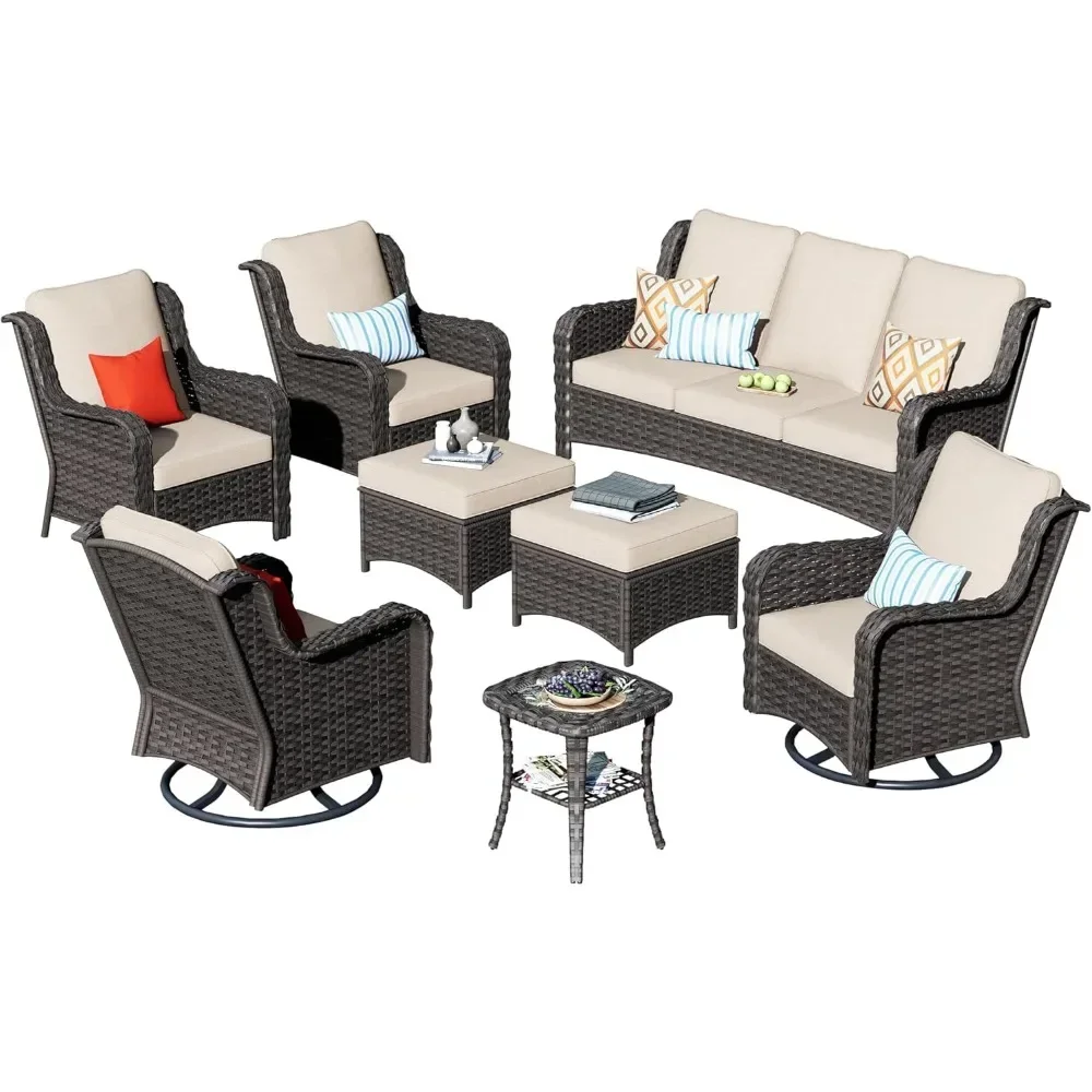 Patio furniture, outdoor swivel chairs, rocking chairs, all-weather wicker, 8 patio sofas, conversation sets, chairs, ottomans