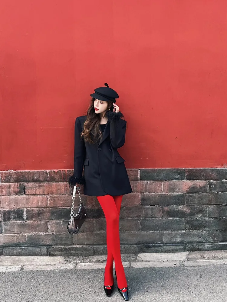 Red Sexy Tights Women Smooth Thin Slim Stocking High Waist Transparent Pantyhose High Elasticity One Piece Ultra Thin Stockings