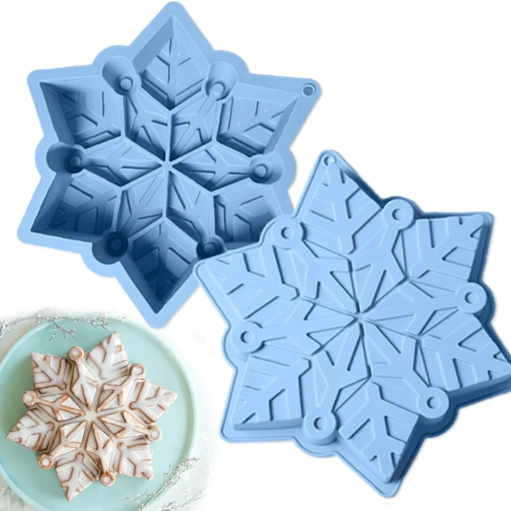 Christmas Snowflake Chiffon Cake Baking Tray Snow Chocolate Mousse Biscuit Pudding Mould Home Party Ice Decor Soap Candle Gifts