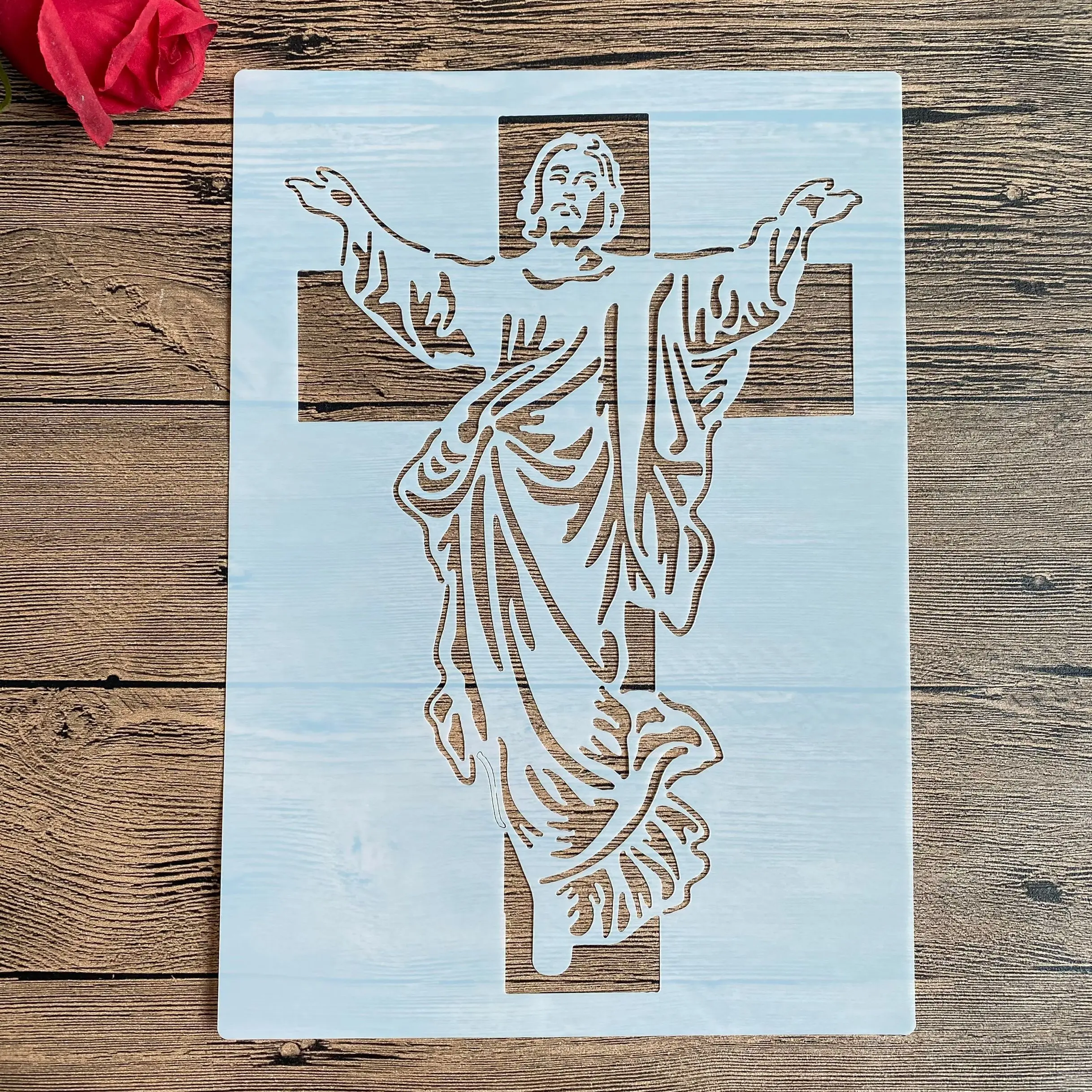 A4 29*21cm DIY szablony malowanie ścian księga gości kolorowanie tłoczenie Album papier dekoracyjny szablon kartek ściana jezus chrystus