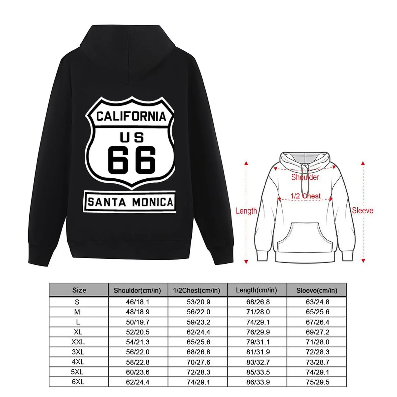 Historic Route 66 - The Mother Road - Santa Monica Hoodie men clothes korean autumn clothes blouse hoodie streetwear