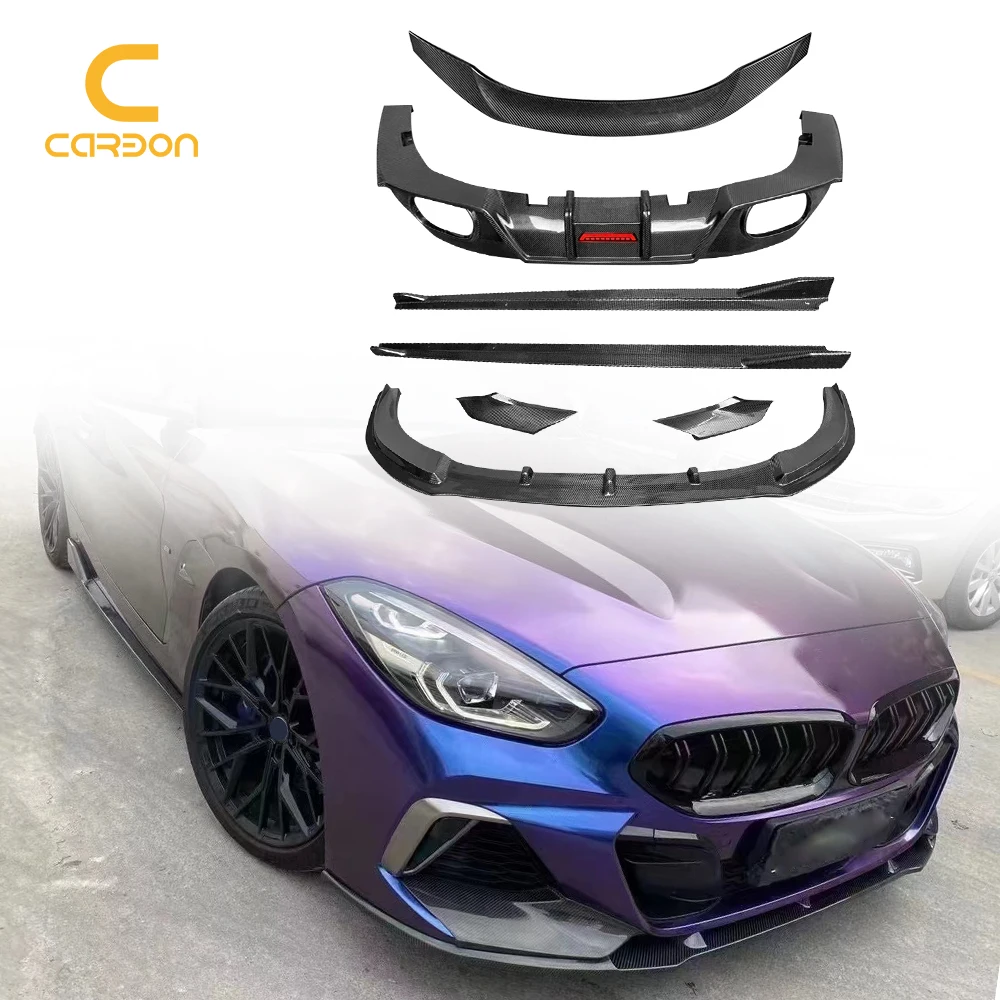 For BMW Z4 G29 2019+ Carbon Fiber Front Bumper Lip Side Skirt Rear Bumper Diffuser Rear Spoiler Body kit