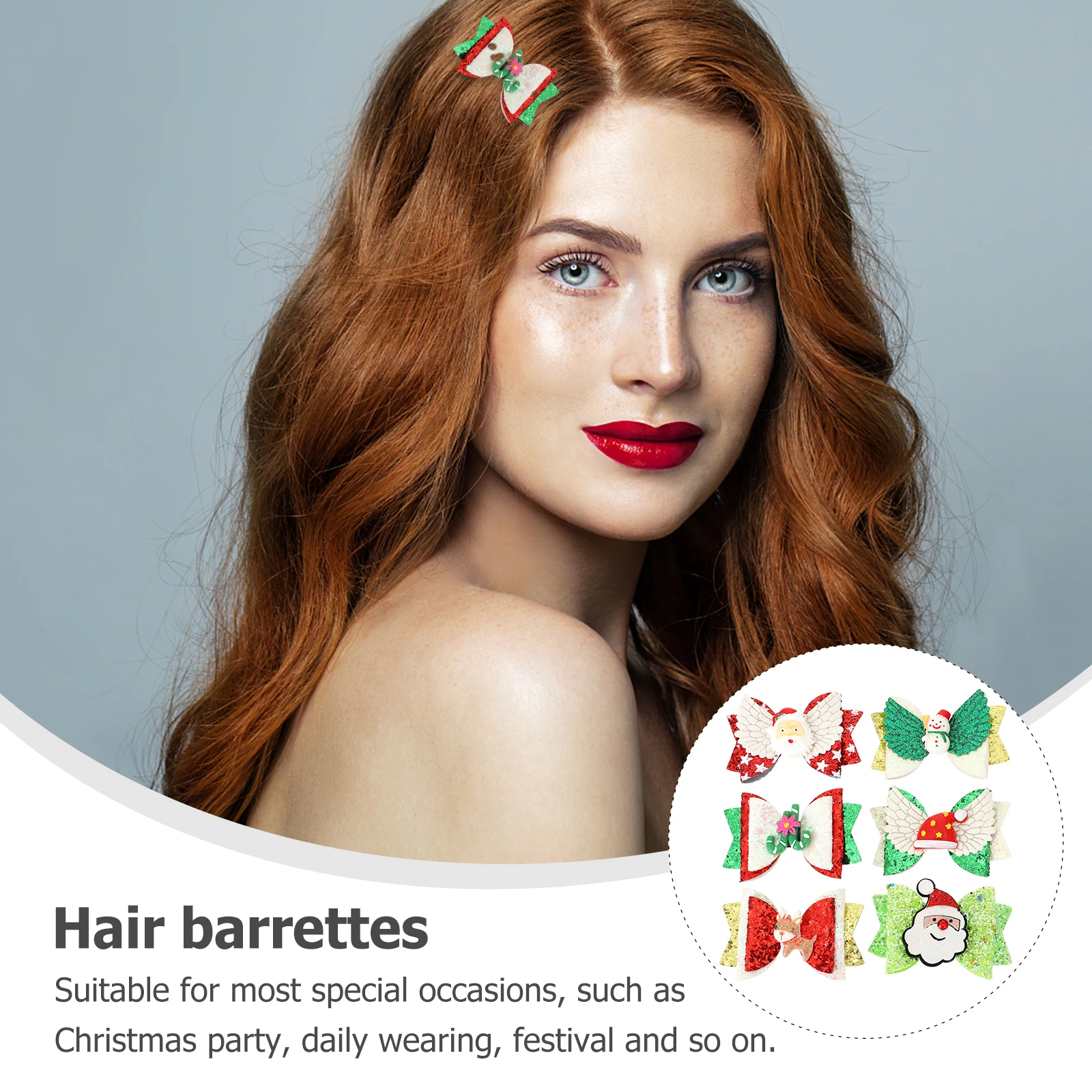 

6pcs Christmas Hair Clips Lovely Decorations for Party Festival Safe Material Hair Accessories Fashionable Christmas Hairpins