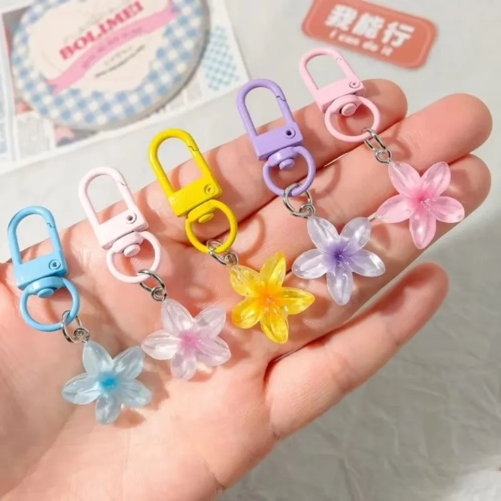Nouveau 1/5 pièces mignon doux coloré fleur porte-clés résine pendentif corde décoration Mini porte-clés suspendus bijoux voiture porte-clés filles
