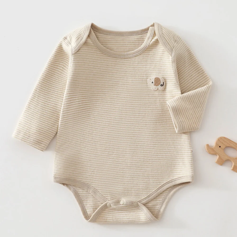 Baby Boy Boutique Clothing Autumn Winter Striped Cotton Baby Girl Rompers Long Sleeve Daily Wear Unisex Infant Jumpsuit