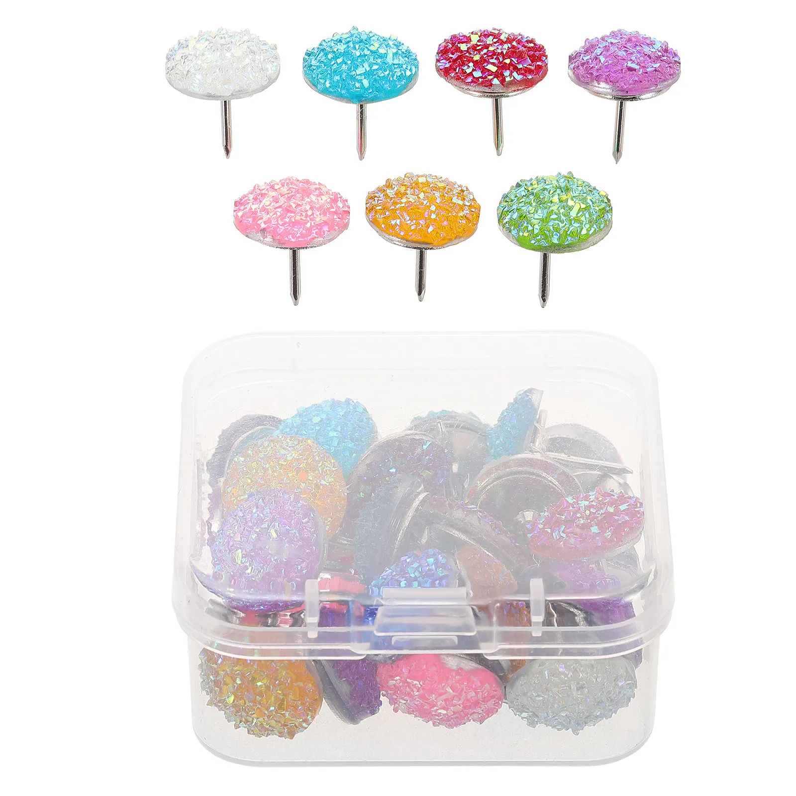 30Pcs Sparkling Star Design Flat Thumb Tacks for Bulletin Board Cork Board Decoration DIY Projects Push Pins