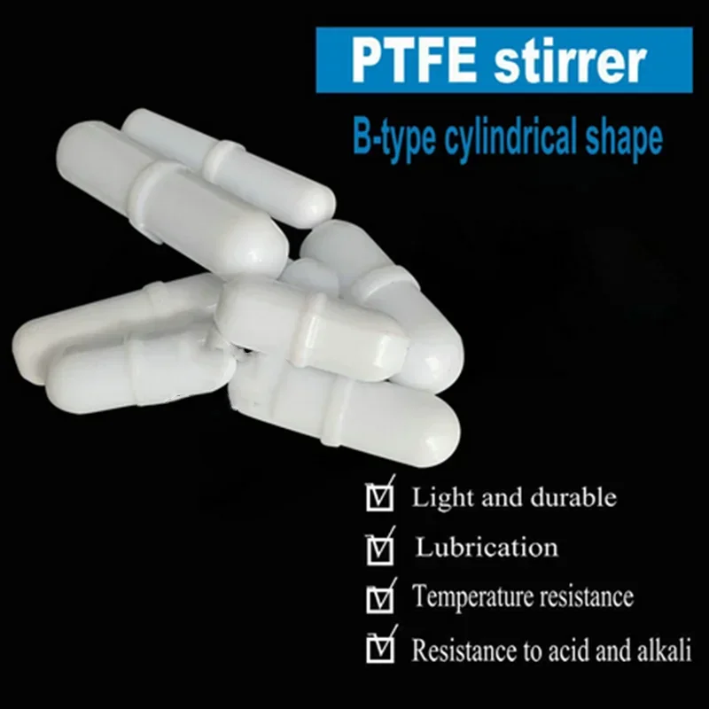 10 stks/partij 6mm Tot 70mm Lab Hittebestendig Type-B PTFE Cilindrische Magneetroerder Geschikt voor PTFE Roer Bar