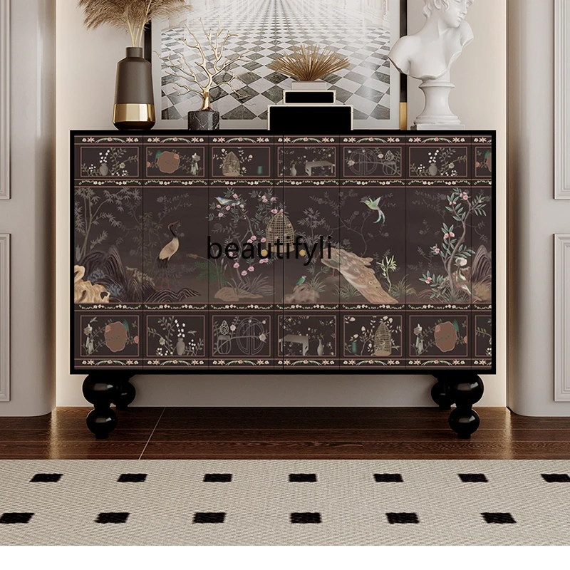 New Classical Chinese Household Living Room Storage Storage Sideboard Kitchen Tea Cabinet Bedroom Bed Front Cabinet