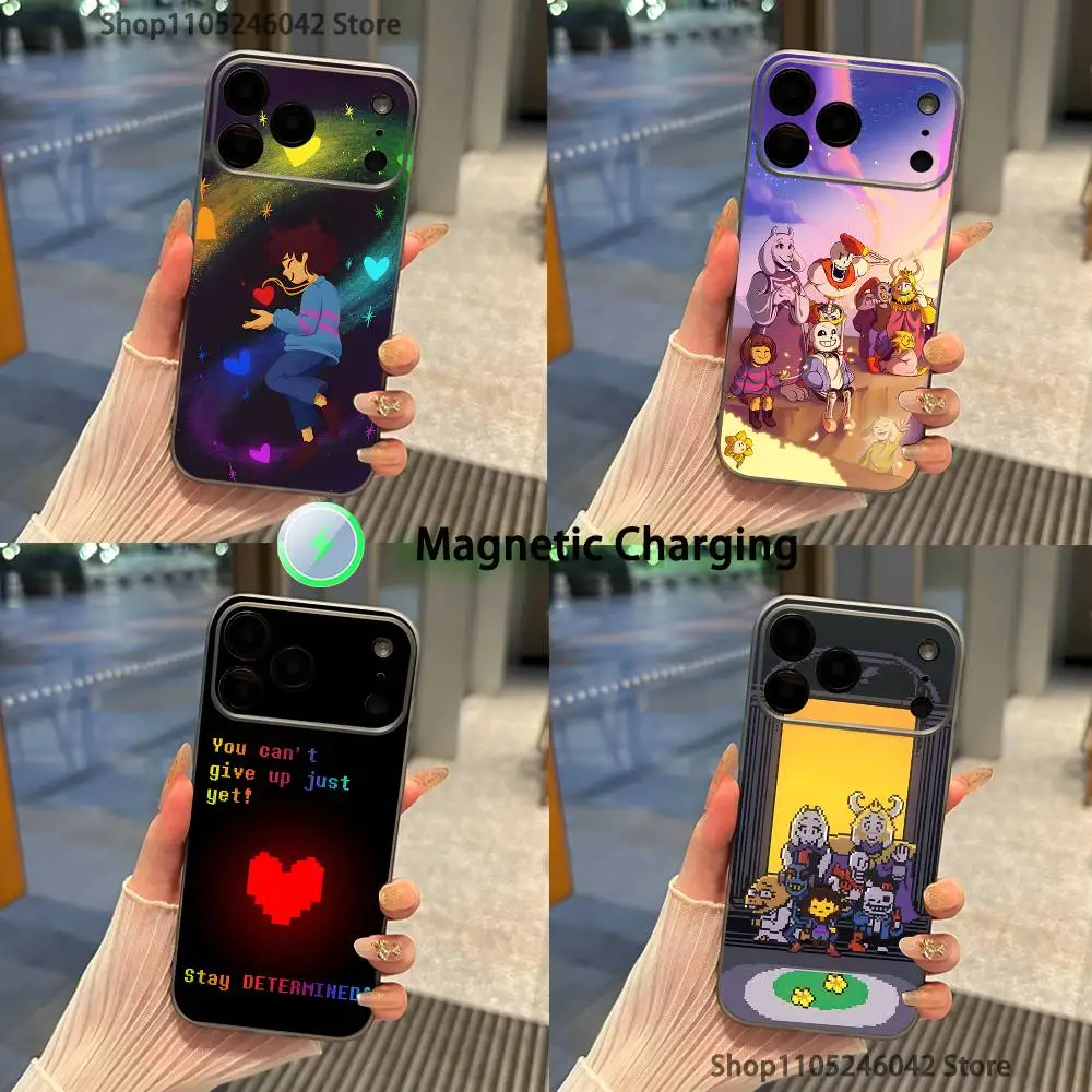 

Game U-UndertaleS For iPhone 17,16,15,14,13,12,11,Pro,Max,Plus Magnetic Wireless Charging Transparent gray Phone Case