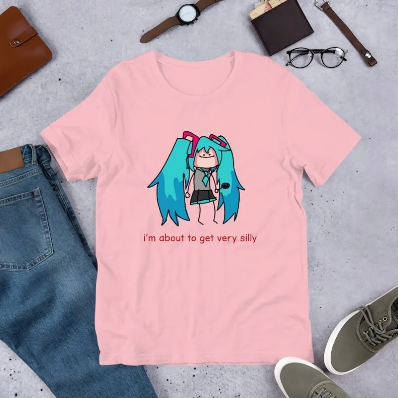 2026 Cute Cartoon Hatsune miku T-Shirt I'm Very Silly Graphic Print Tee Summer Casual Streetwear for Men's Shirts Woman t-shirts view 3