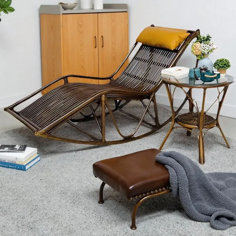 rocking  new rattan  home adult rocking balcony leisure  old-style natural genuine rattan recliner