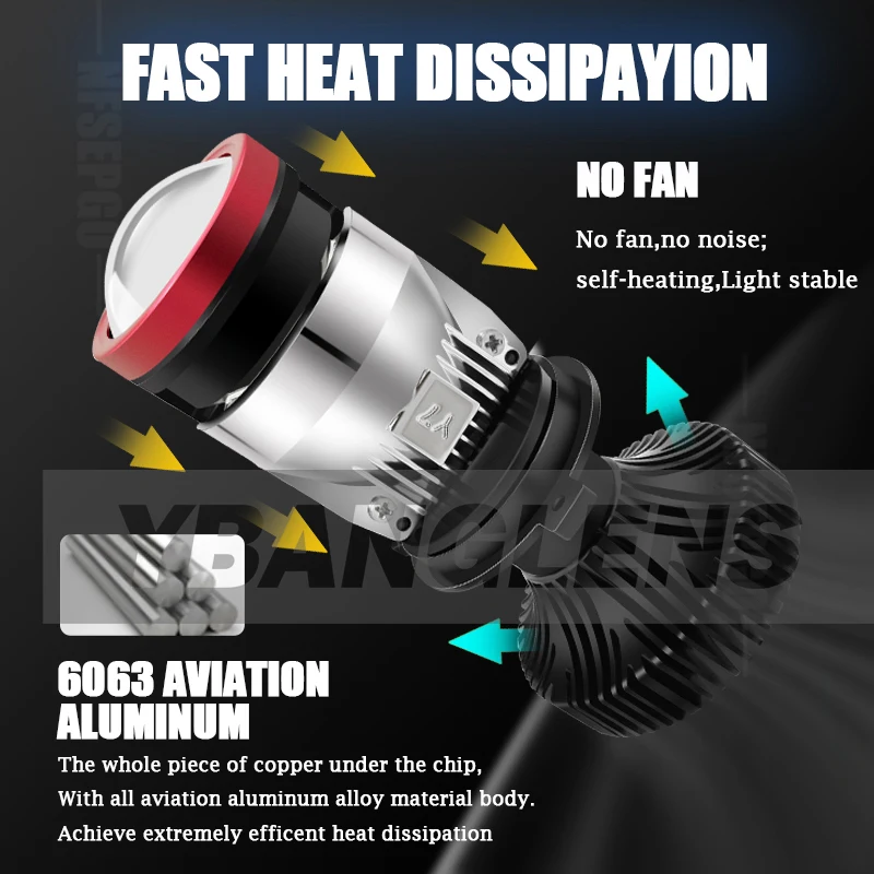 H4 LED Projector Lens 30000LM 120W Mini H4 Bi LED Lenses Car Headlight Bulbs 3000K+4300K+6000K High Low Beam Canbus 12V LHD view 6