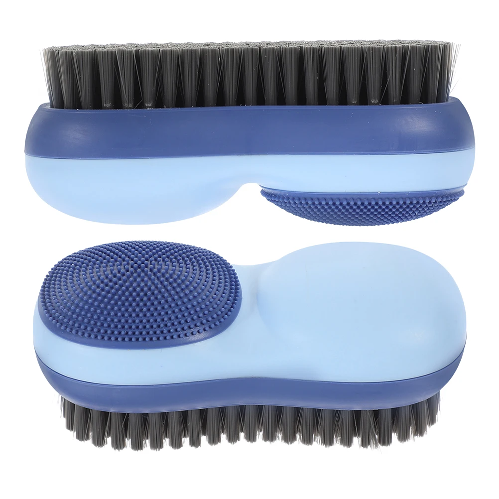 

2pcs Laundry Scrub Brush Portable Clothes Washing Multi-Use Cleaning Tool Double-Sided Soft Bristles Lightweight Plastic Brush