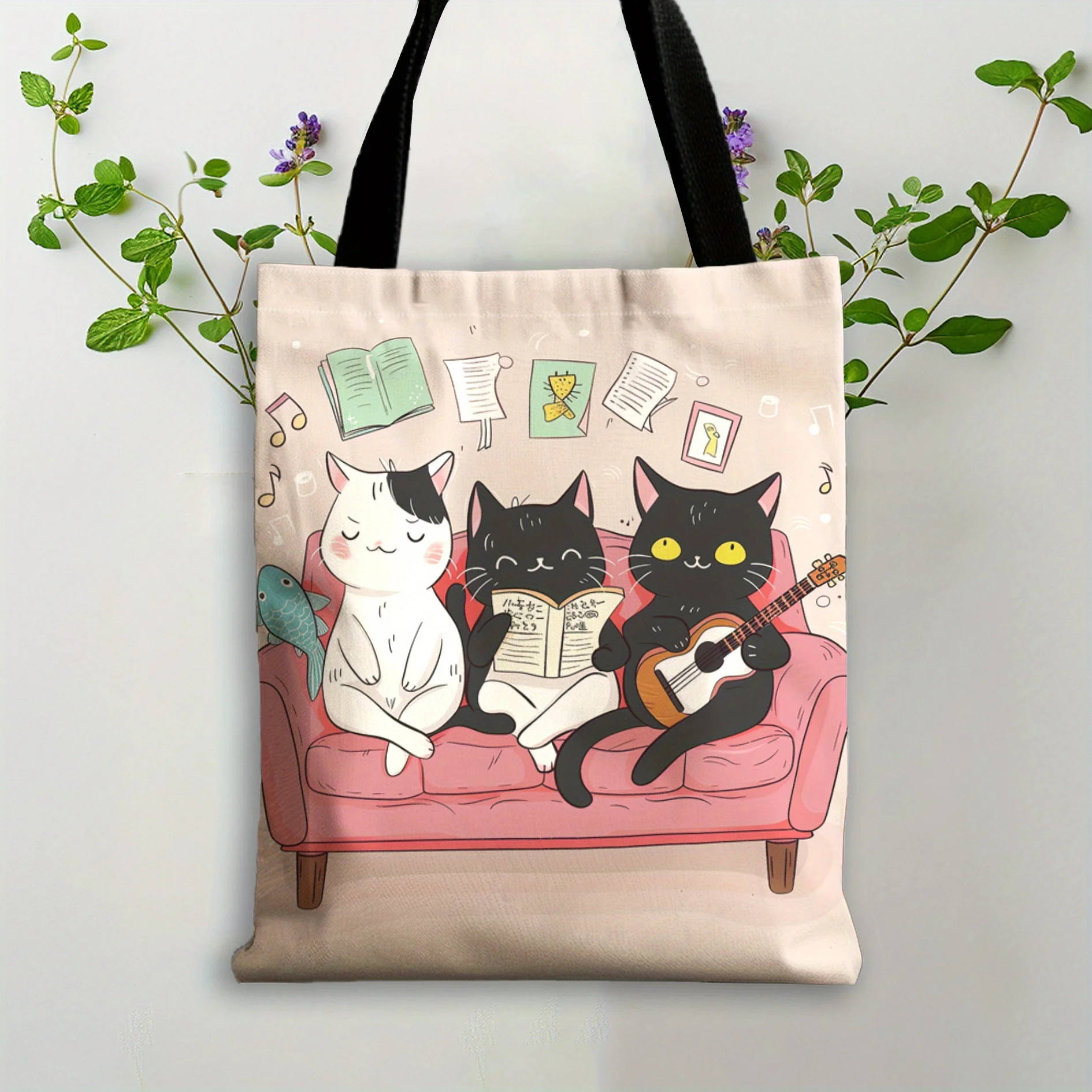 Fashion Elements 1 pieza de bolso de mano con tres gatos lindos, perfecto para ir de compras, barato, barato y fino