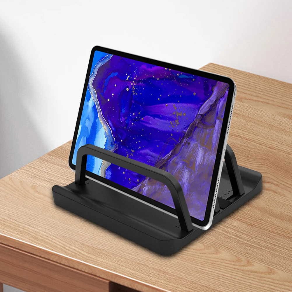 2 Slot Vertical Laptop Stand Anti-Slip Desktop Notebook Dock Space Saving Multi-Purpose Laptop Holder for Computer Tablet Phone