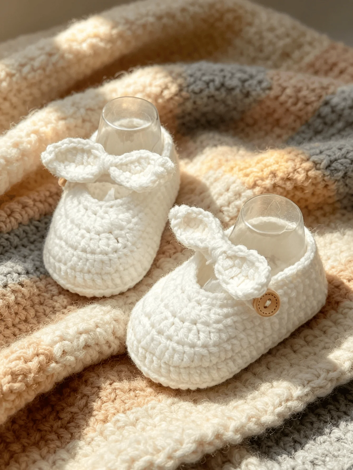 1 Pair Crochet Baby Shoes, Bow Knitting Walking Shoes, Indoor Floor Socks