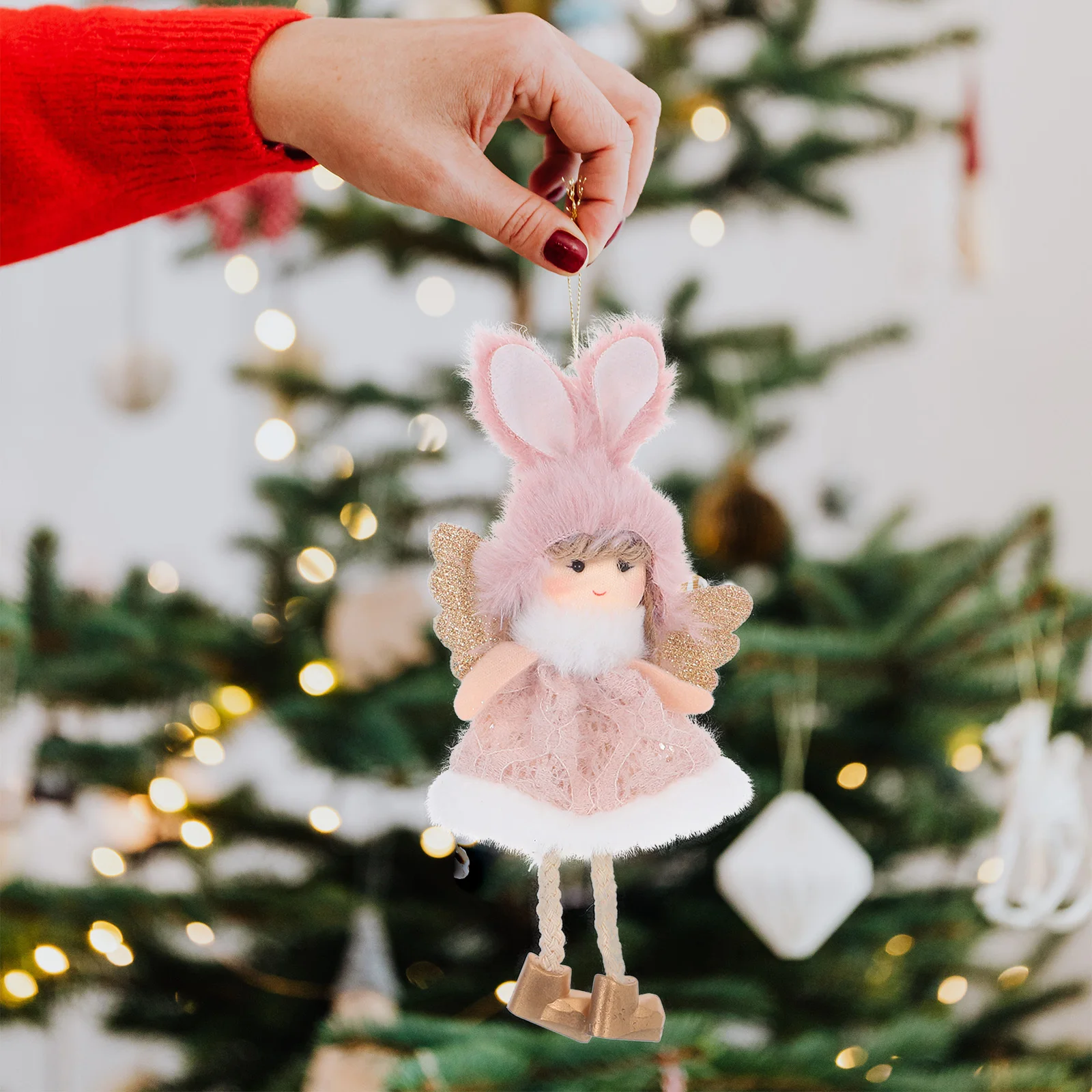 

2Pcs Christmas Angel Hanging Ornaments Ideal Size Christmas Tree Decorations Holiday Angel Pendant Hanging Xmas Decor