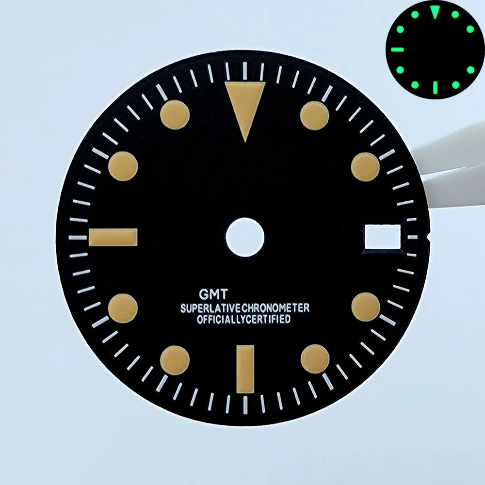 29mm NH34 Dial GMT dial S logo dial Custom logo Blue/Green Luminous dial fit NH34 movement watch accessories