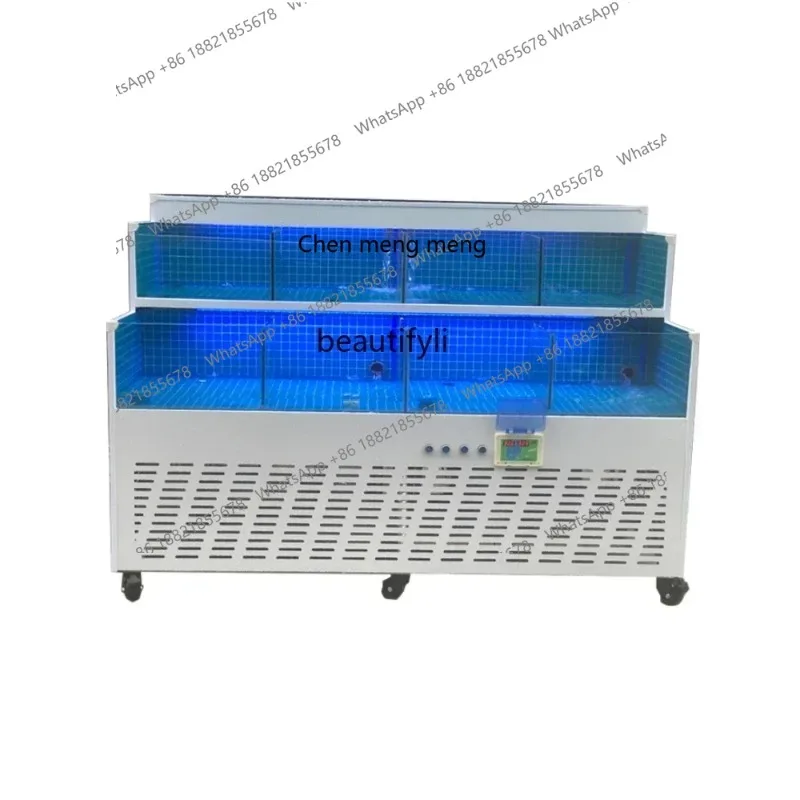 

cn8617 ssDouble-layer mobile seafood fish tank seafood pool shellfish pool refrigerator integrated hotel supermarket seafood fre