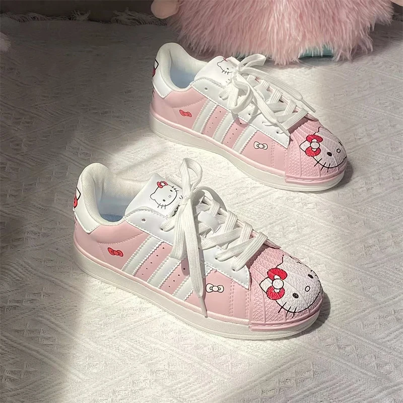 Sanrio Anime Pink Hello Kitty Blue Cinnamoroll Cute Sneakers Casual Fashion Comfortable Classic Couple Shoes Christmas Gift