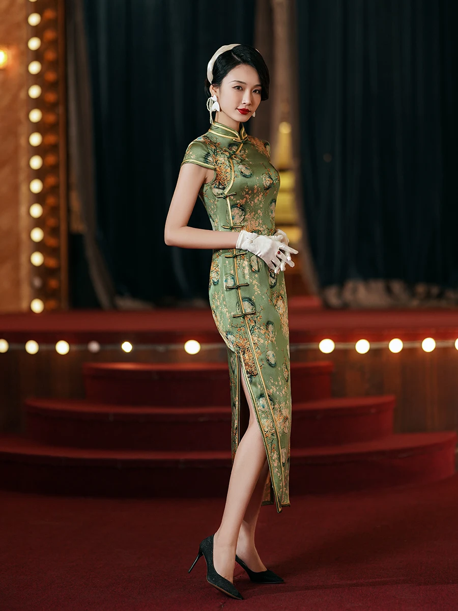 Chinesischen Traditionellen Plus Größe Tang Seide Qipao Abendkleid Han Cheongsam China Stil Cosplay Kostüme Cheongsams Kleider