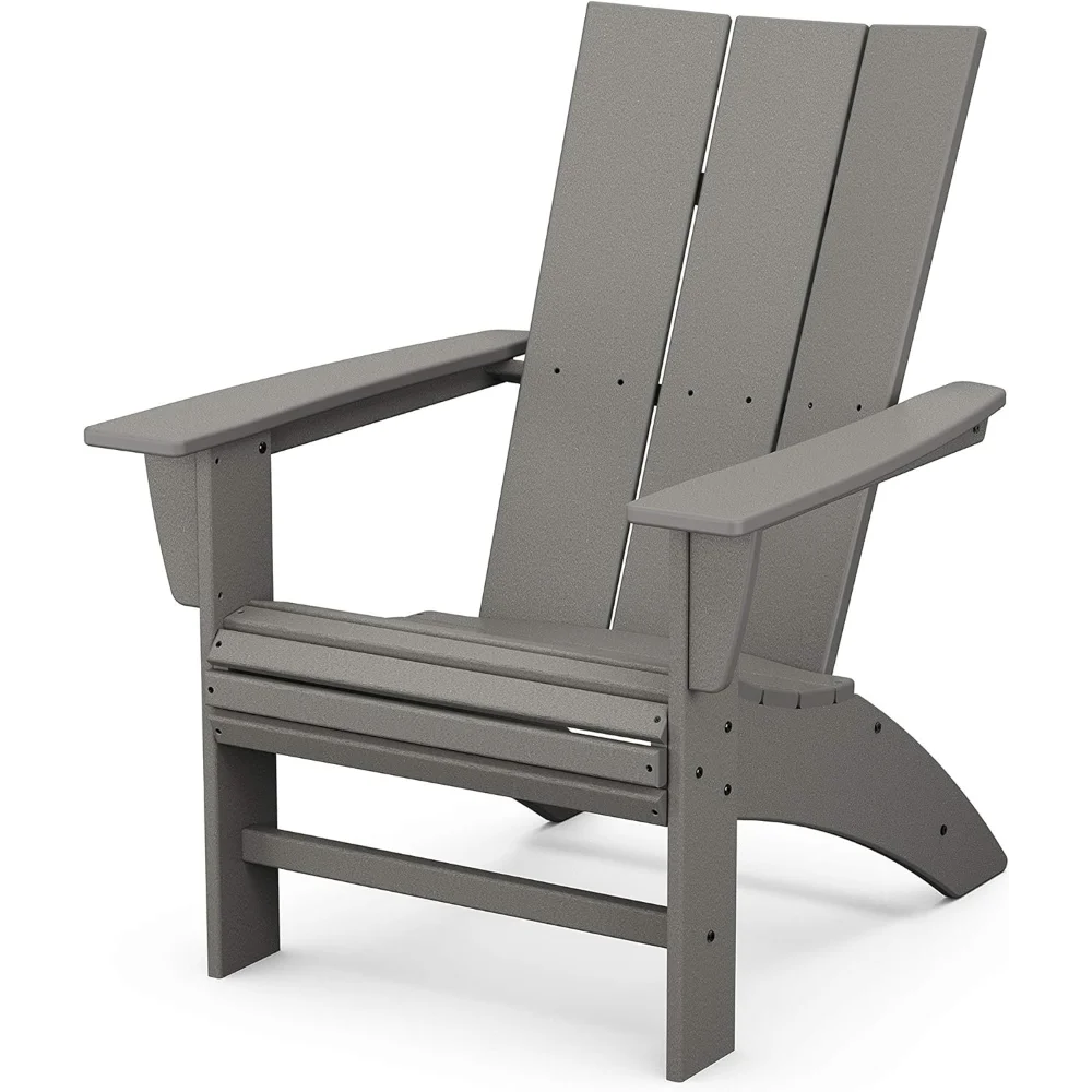

Modern Curveback Adirondack Chair, HDPE Outdoor Patio Furniture, Fade-Proof All-Weather Deck Garden Fire Pit Chair, Red