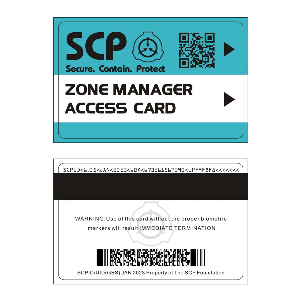 SCP foundation secret PVC Special Logo Cosplay Access Grade Card vi-001