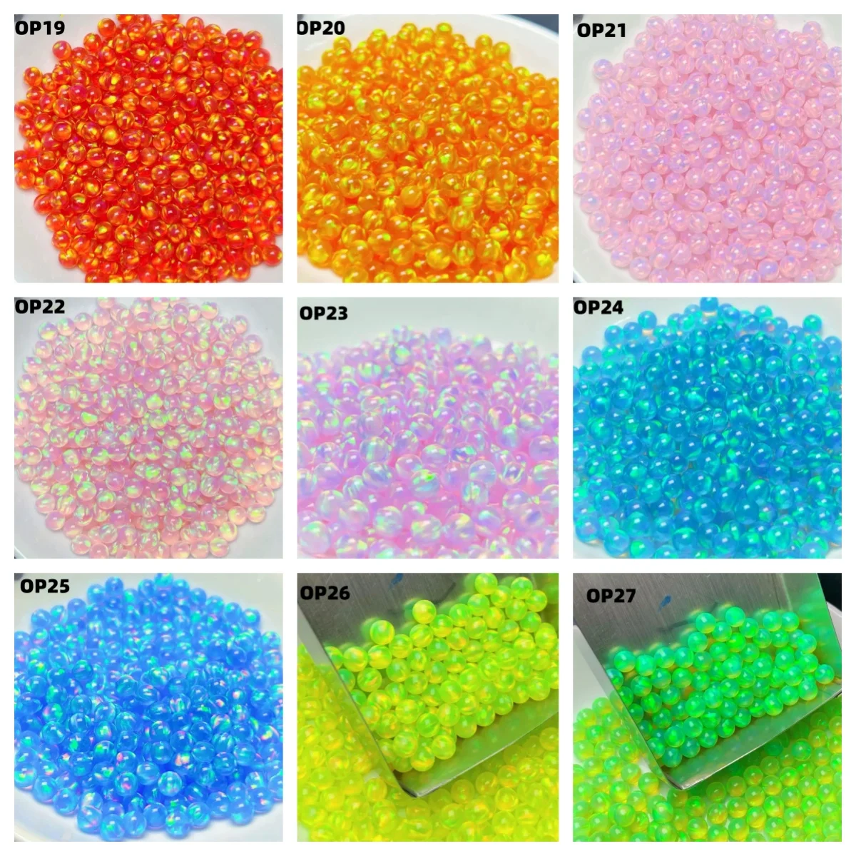 

Lab Created opal Gemstone 4mm5mm1pcs op01~op35 Round Ball Bead Shaped gemstone Wholesale for Jewelry Ring Earrings Making
