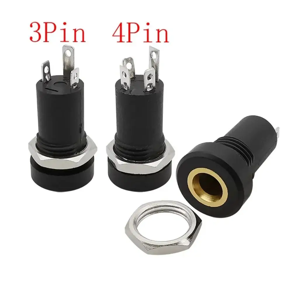 Tomada de fone de ouvido banhado a ouro com porca, 3 conector estéreo 4 polos, 3,5mm, 3,5mm, 3,5mm, áudio jack