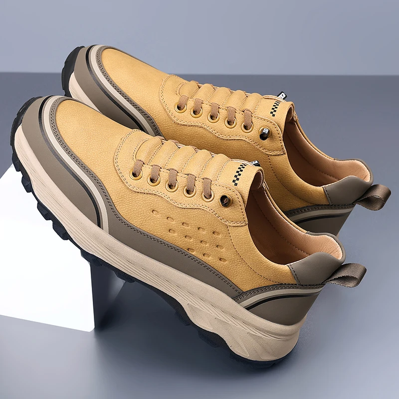 حذاء المشي لمسافات طويلة للرجال في الهواء الطلق يسمح بمرور الهواء ومضاد للانزلاق ومقاوم للاهتراء حذاء المشي لمسافات طويلة خفيف الوزن ومريح برباط كاجوال