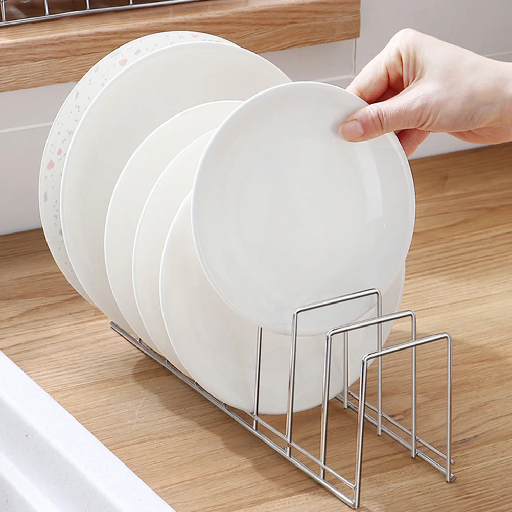 

2pcs Kitchen Storage Rack Stainless Steel Countertop Dish Drainer Tableware Organizer Bowl Holder Drain Rack For Cabinet
