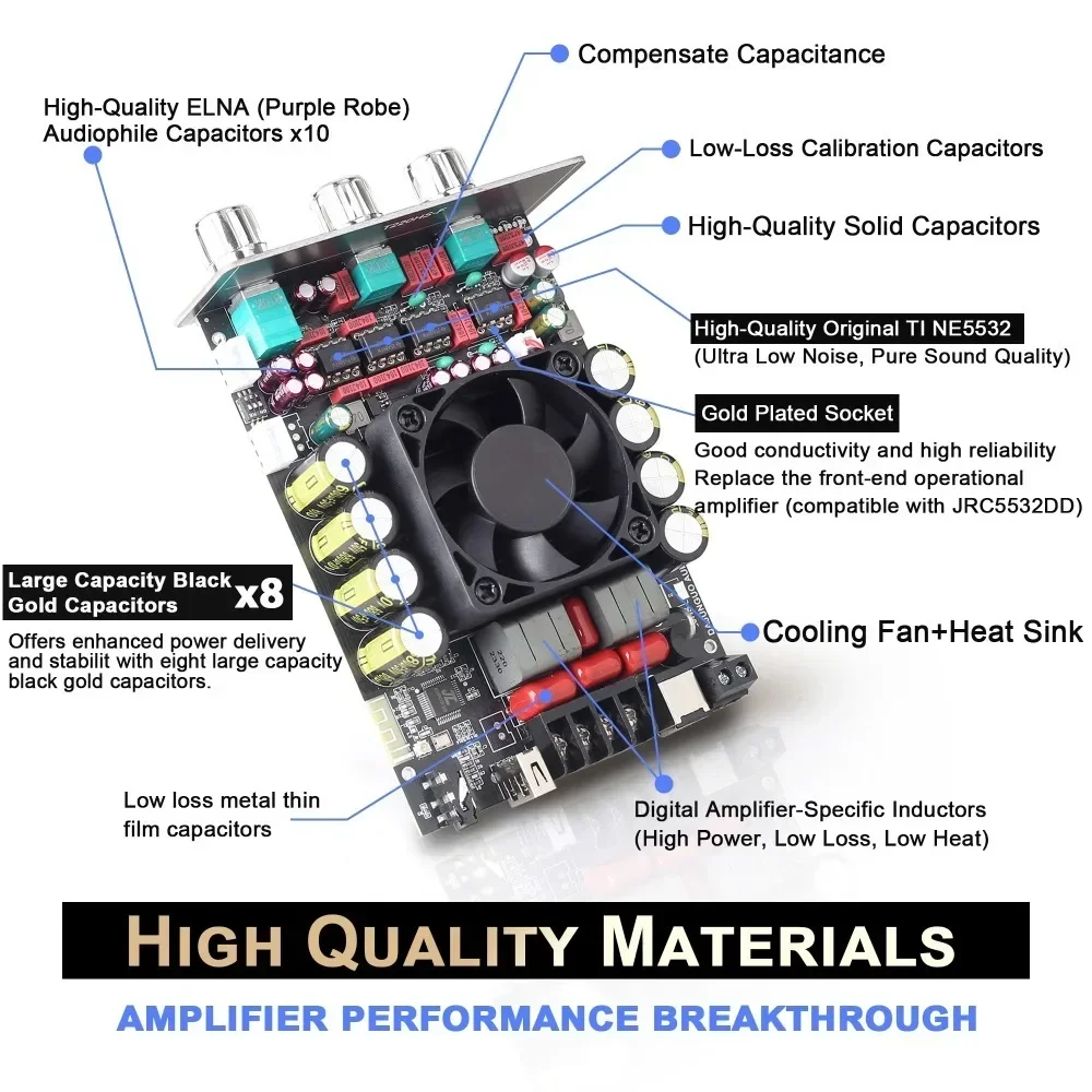 T220H 220W * 2 Koorts Niveau Lossless BT Audio Versterker Board Module Stereo Hoge En Lage Frequentie Aanpassing Tpa3251